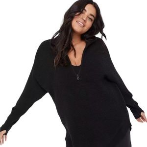 Offline by Aerie Black Homestretch Quarter Zip Oversized Sweater